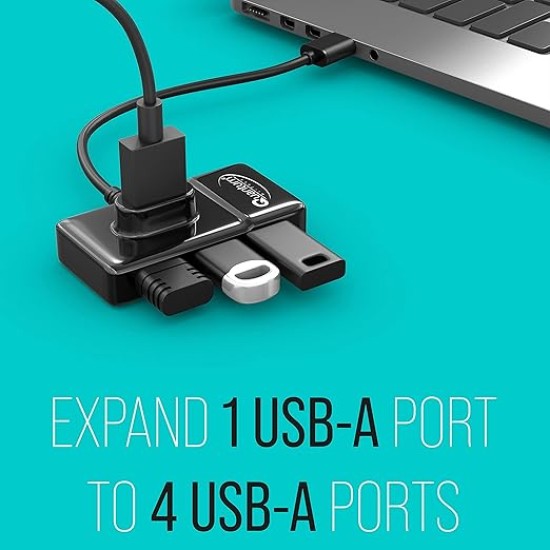 Quantum 4 Port USB Hub (1 Port 3.0 & 3 Port 2.0) with High Speed Data Transfer, Plug Play Usage, Compatible with Laptop, PC and Other USB-A Devices, QHM7532 (Black)
