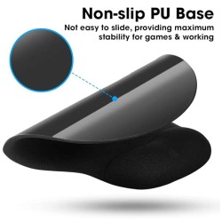 Sounce Mouse Pad, Ergonomic Mouse Pad with Comfortable Gel Wrist Rest Support and Lycra Cloth, Non-Slip PU Base for Easy Typing Pain Relief, Durable and Washable, Classic (Black)
