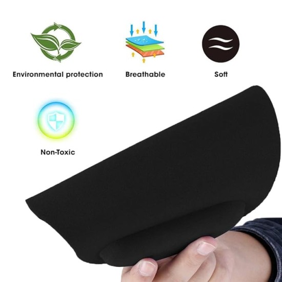 Sounce Mouse Pad, Ergonomic Mouse Pad with Comfortable Gel Wrist Rest Support and Lycra Cloth, Non-Slip PU Base for Easy Typing Pain Relief, Durable and Washable, Classic (Black)