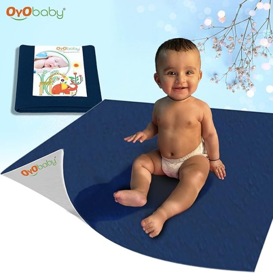 OYO BABY Extra Absorbent Waterproof Baby Dry Sheet Small Size (70x50cm) – Pack of 2 – Quick Dry Sheet for Bed Protector, Soft & Breathable Grey + Salmon Rose