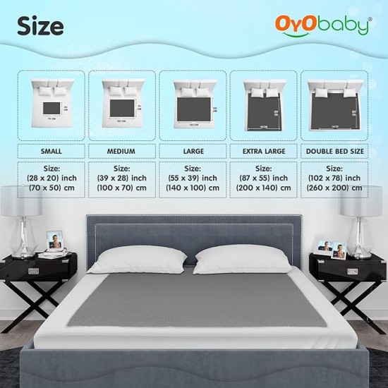 OYO BABY Extra Absorbent Waterproof Baby Dry Sheet Small Size (70x50cm) – Pack of 2 – Quick Dry Sheet for Bed Protector, Soft & Breathable Grey + Salmon Rose