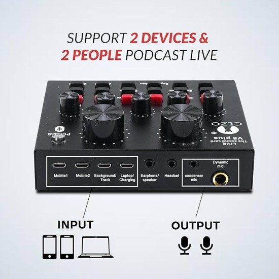 CEZO U87 Condenser Microphone Kit with V8 Sound Card Adjustable Scissor Arm Stand Shock Mount Computer Mic for Gaming, Streaming, YouTube, Voice Over, Studio, Home Recording ()