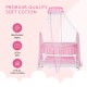 Supples Baby Cradle with Swing and Mosquito Net | Pink | for Babies up to 10 Months | Sturdy and Safe Design | 4 Wheels with Brakes | with Swing Lock and Storage