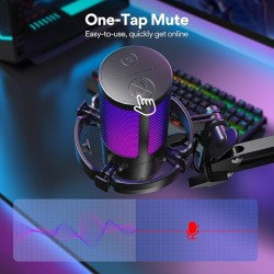Maono RGB Condenser Mic with Noise Cancellation, USB Gaming Podcast Microphone with Adjustable RGB Lights, 1-Click Mute, Mic Gain, 0-Lantency Monitoring for YouTube Video Recording, PC (DGM20S-Black) Maono RGB Condenser Mic with Noise Cancellation, USB Gaming Podcast Microphone with Adjustable RGB Lights, 1-Click Mute, Mic Gain, 0-Lantency Monitoring for YouTube Video Recording, PC (DGM20S-Black)