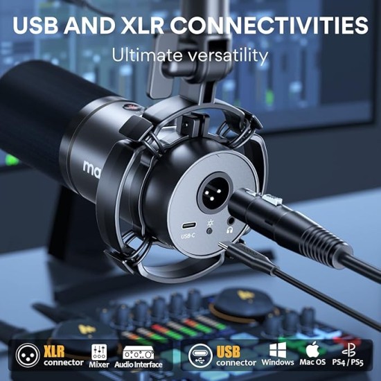 MAONO PD200X USB/XLR Dynamic Mic for Singing, PC, YouTube Recording. Professional Microphone with Programmable Software and 0-Latency