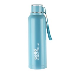Cello Puro Steel-X Benz 900 | Leak Proof| Wide Mouth & Easy to Open | Insulated Inner Steel Water Bottle | 730ml | Turquoise
