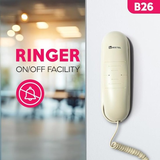 Beetel B26 Slim Cordless Landline Phone,Ringer Volume Control,LED Ring Indication,Wall/Desk Mountable,Classic Design,Clear Call Quality,Mute/Pause/Flash/Redial Function (Made in India)(Warm Grey)(B26) Beetel B26 Slim Cordless Landline Phone,Ringer Volume Control,LED Ring Indication,Wall/Desk Mountable,Classic Design,Clear Call Quality,Mute/Pause/Flash/Redial Function (Made in India)(Warm Grey)(B26)
