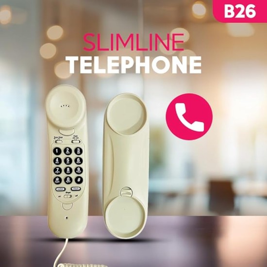 Beetel B26 Slim Cordless Landline Phone,Ringer Volume Control,LED Ring Indication,Wall/Desk Mountable,Classic Design,Clear Call Quality,Mute/Pause/Flash/Redial Function (Made in India)(Warm Grey)(B26) Beetel B26 Slim Cordless Landline Phone,Ringer Volume Control,LED Ring Indication,Wall/Desk Mountable,Classic Design,Clear Call Quality,Mute/Pause/Flash/Redial Function (Made in India)(Warm Grey)(B26)