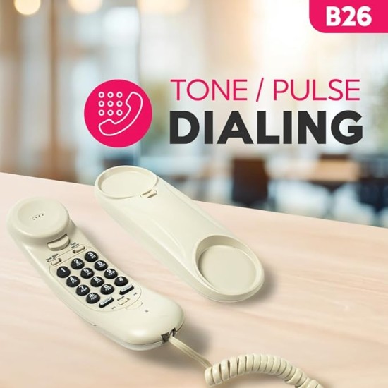 Beetel B26 Slim Cordless Landline Phone,Ringer Volume Control,LED Ring Indication,Wall/Desk Mountable,Classic Design,Clear Call Quality,Mute/Pause/Flash/Redial Function (Made in India)(Warm Grey)(B26) Beetel B26 Slim Cordless Landline Phone,Ringer Volume Control,LED Ring Indication,Wall/Desk Mountable,Classic Design,Clear Call Quality,Mute/Pause/Flash/Redial Function (Made in India)(Warm Grey)(B26)
