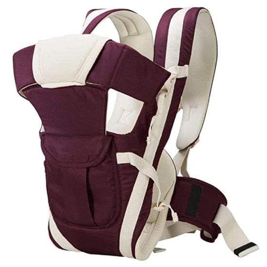 BabyGo Kids 4-in-1 Adjustable Baby Carrier Cum Kangaroo Bag | Multiple Carry Positions: Front, Back, Hip - Comfortable & Adjustable with Safety Belt and Buckle Straps (Purple)
