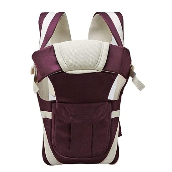 BabyGo Kids 4-in-1 Adjustable Baby Carrier Cum Kangaroo Bag | Multiple Carry Positions: Front, Back, Hip - Comfortable & Adjustable with Safety Belt and Buckle Straps (Purple)