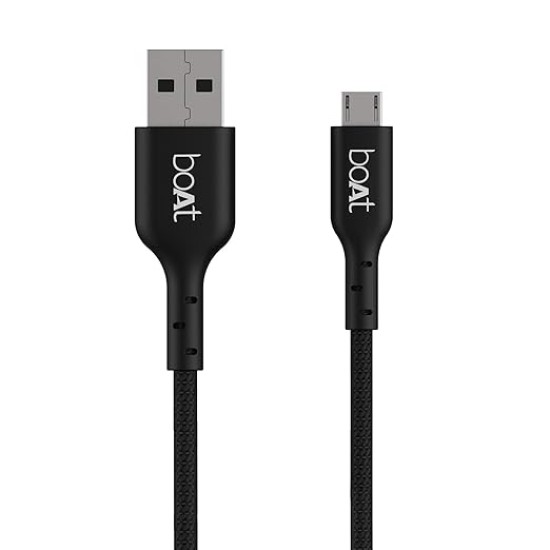 boAt Micro USB 150 Tangle-free, Sturdy Micro USB Cable with 3A Fast Charging & 480mbps Data Transmission, 10000+ Bends Lifespan & Extended 1.5m Length Black)
