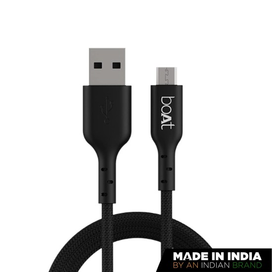 boAt Micro USB 150 Tangle-free, Sturdy Micro USB Cable with 3A Fast Charging & 480mbps Data Transmission, 10000+ Bends Lifespan & Extended 1.5m Length Black)