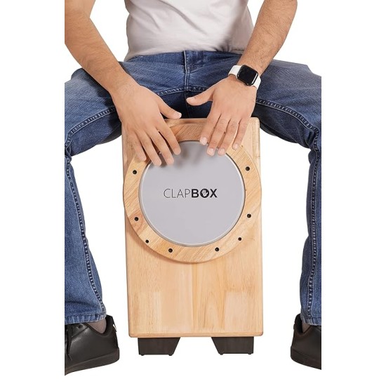 Clapbox Cajembe Cajon (3 instruments in 1) - Rubber wood (H:50 W:30 L:30) 3 Internal Snares, Natural