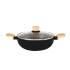 Bergner Bellini Plus Aura 5-Layer Non-Stick 22 cm Kadai with Glass Lid, 2.9 Litres Kadhai with Soft Touch Wooden Finish Handle, 3.2mm Thickness, Induction Bottom and Gas Stove Ready, 1-Year Warranty