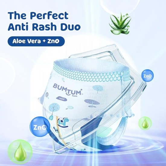 Bumtum Baby Diaper Pants, Small Size 40 Count, Double Layer Leakage Protection Infused With Aloe Vera, Cottony Soft High Absorb Technology