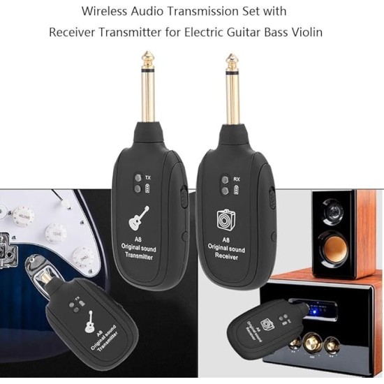 Careflection || Wireless Audio Transmitter Receiver 100ft Transmission Distance Built-in Rechargeable Lithium Battery, Electric Guitar Accessories for Guitar Bass