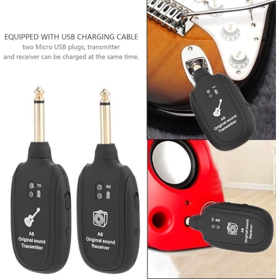 Careflection || Wireless Audio Transmitter Receiver 100ft Transmission Distance Built-in Rechargeable Lithium Battery, Electric Guitar Accessories for Guitar Bass