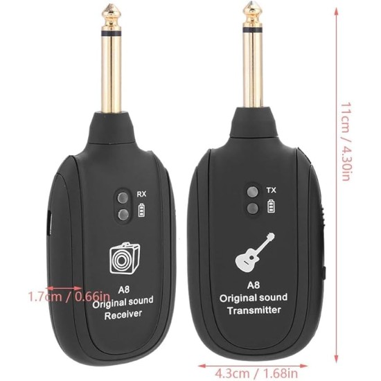 Careflection || Wireless Audio Transmitter Receiver 100ft Transmission Distance Built-in Rechargeable Lithium Battery, Electric Guitar Accessories for Guitar Bass