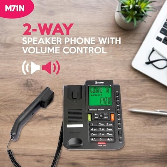 Beetel M71N Caller ID Landline,DTMF/FSK Compatible, 16 Digit LCD, Two Way Speaker phone, Music On Hold, In-use LED, 8 One Touch Memories, 30 Incoming/15 Outgoing calls Memory, 16 Ring Melodies (Black) Beetel M71N Caller ID Landline,DTMF/FSK Compatible, 16 Digit LCD, Two Way Speaker phone, Music On Hold, In-use LED, 8 One Touch Memories, 30 Incoming/15 Outgoing calls Memory, 16 Ring Melodies (Black)