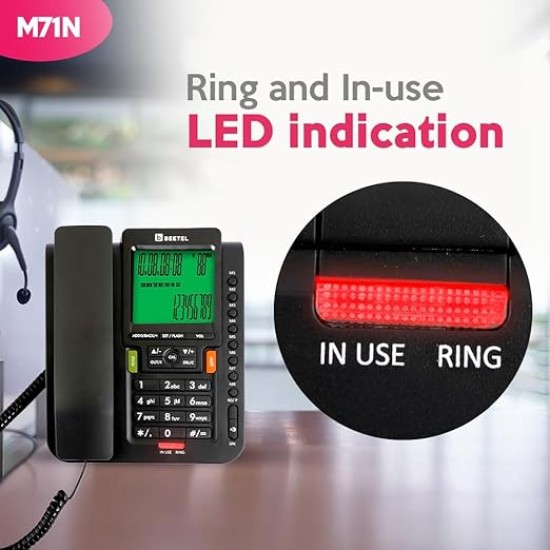 Beetel M71N Caller ID Landline,DTMF/FSK Compatible, 16 Digit LCD, Two Way Speaker phone, Music On Hold, In-use LED, 8 One Touch Memories, 30 Incoming/15 Outgoing calls Memory, 16 Ring Melodies (Black) Beetel M71N Caller ID Landline,DTMF/FSK Compatible, 16 Digit LCD, Two Way Speaker phone, Music On Hold, In-use LED, 8 One Touch Memories, 30 Incoming/15 Outgoing calls Memory, 16 Ring Melodies (Black)