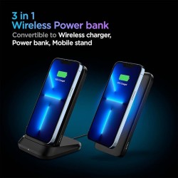 Spigen 3in1 10000mAh Wireless Charging Power Bank with USB-A | USB-C 20W Fast Charging, Included Type C to C Cable, Lithium Polymer - Black Spigen 3in1 10000mAh Wireless Charging Power Bank with USB-A | USB-C 20W Fast Charging, Included Type C to C Cable, Lithium Polymer - Black