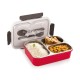 Attro Food Eat 3 Compartment Stainless Steel Lunch Box with Plastic Cutlery Inside, Heating & Water Insulation Design Use for Office, School & Travelling, 750 Ml - Red Attro Food Eat 3 Compartment Stainless Steel Lunch Box with Plastic Cutlery Inside, Heating & Water Insulation Design Use for Office, School & Travelling, 750 Ml - Red
