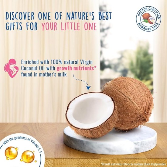 Parachute Advansed Baby Massage Oil for New Born| 100% Virgin Coconut Oil | Clinically Proven for Better Growth| Vitamin E & F| 200 Ml