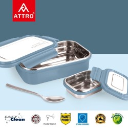 Attro Lunchmate Stainless Steel Insulated Airtight Leak-Proof Lunch Box Unbreakable Lid,Snacks Tiffin for Kids,Light Weight,Easy Clean for Office,School,Picnic&Travelling,800 Ml - Pastel Blue Attro Lunchmate Stainless Steel Insulated Airtight Leak-Proof Lunch Box Unbreakable Lid,Snacks Tiffin for Kids,Light Weight,Easy Clean for Office,School,Picnic&Travelling,800 Ml - Pastel Blue