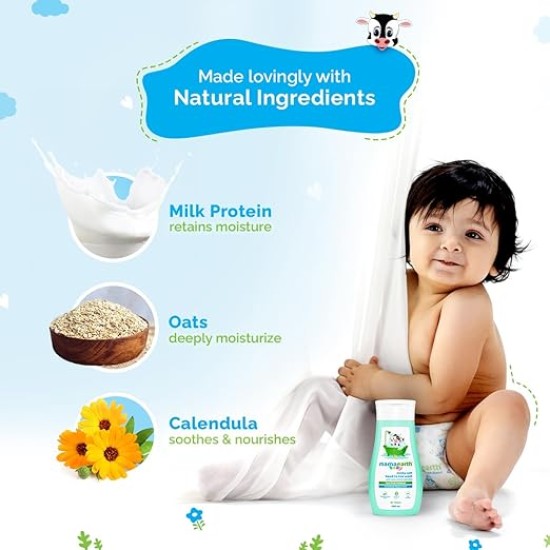 Mamaearth Milky Soft Head to Toe Wash With Oats, Milk, and Calendula for Babies | 2-in-1 Tear-Free Body Wash & Shampoo | Moisturizes and Soothes Skin | 400 ml