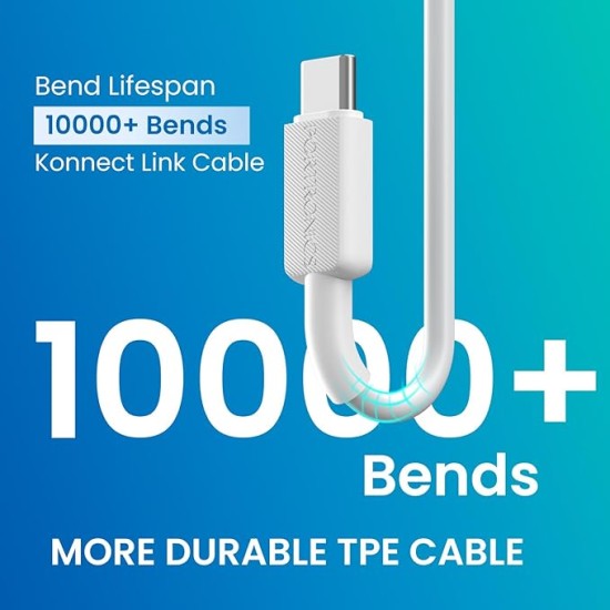 Portronics Konnect Link C Square 60W Type C Fast Charging PD Cable with 480Mbps Data Sync Compatible with Smartphones, iPhone 15 series, MacBook and Other Type C devices 1M Length