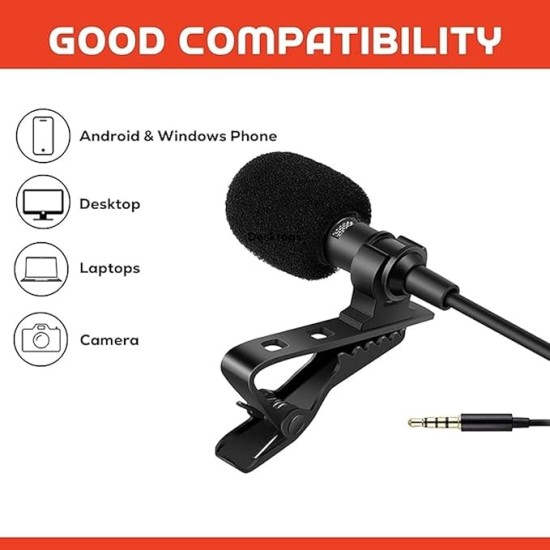 HUMBLE HB-M01 Lavalier Lapel Condenser Mic for Android, USB 3.5MM Microphone for YouTube Vlogging Facebook Interview Livestream Video Recording and All(1.5 Meter)
