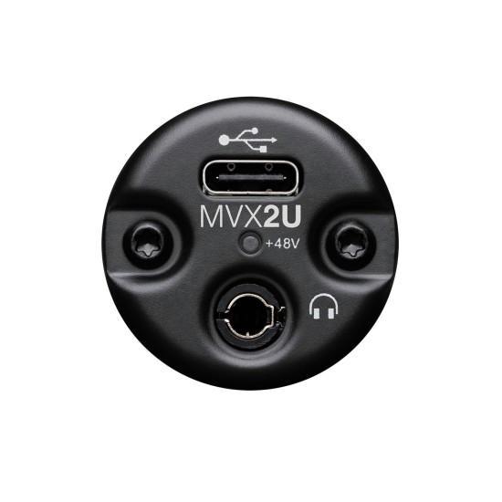 Shure MVX2U XLR-to-USB Digital Interface with Headphone Jack, Integrated Pre-amp with 60dB Gain Control, Zero-Latency Monitoring, 48V Phantom Power, ShurePlus Desktop App, 1m USB-C Cable