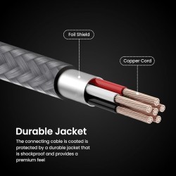 Portronics ikonnect L+ 8Pin to 3.5mm Aux Cable with 1M Length, Nylon Braided, Metal Heads, Gold Plated Connector Compatible with Cars, Mobiles, Headphones & Home Theatres(Black) Portronics ikonnect L+ 8Pin to 3.5mm Aux Cable with 1M Length, Nylon Braided, Metal Heads, Gold Plated Connector Compatible with Cars, Mobiles, Headphones & Home Theatres(Black)