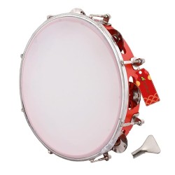 UAPAN Dafli Musical Instrument Dafli/Tambourine 10 inch Hand Percussion Musical Instrument (Red tambourine)