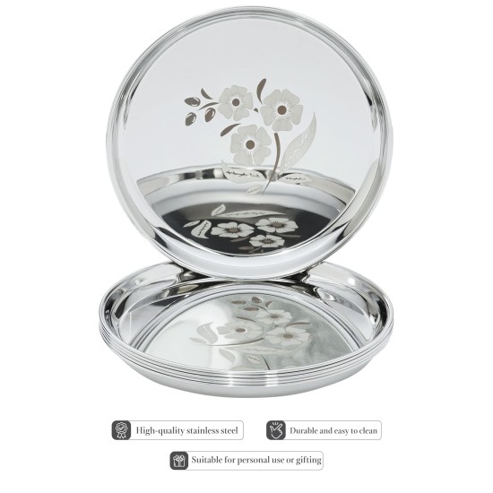 Solimo Plate Set | Stainless Steel | Set of 6 | 12 Inches Solimo Plate Set | Stainless Steel | Set of 6 | 12 Inches