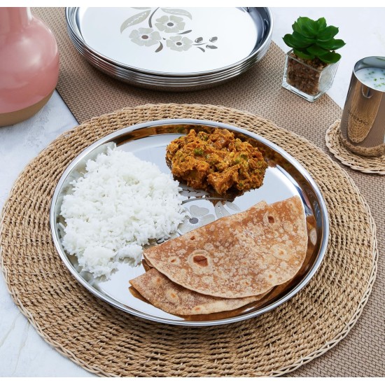 Solimo Plate Set | Stainless Steel | Set of 6 | 12 Inches Solimo Plate Set | Stainless Steel | Set of 6 | 12 Inches