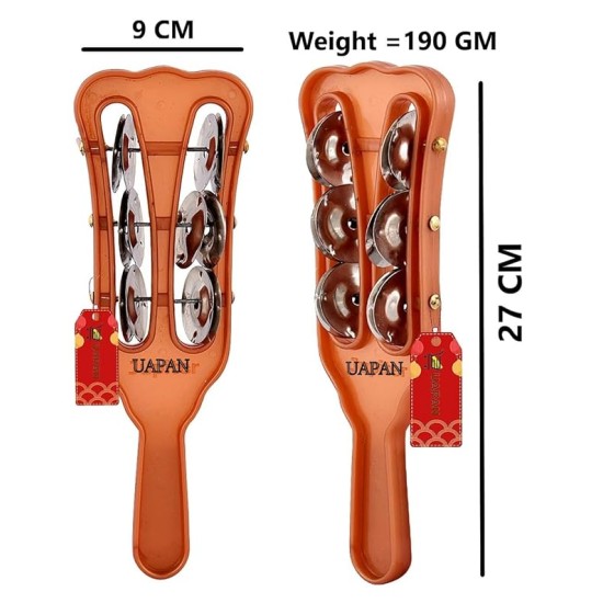 UAPAN Plastic Taal Kanjira/Kartal Musical Instrument for Kirtan I Puja-Bhajans I Pair of 1