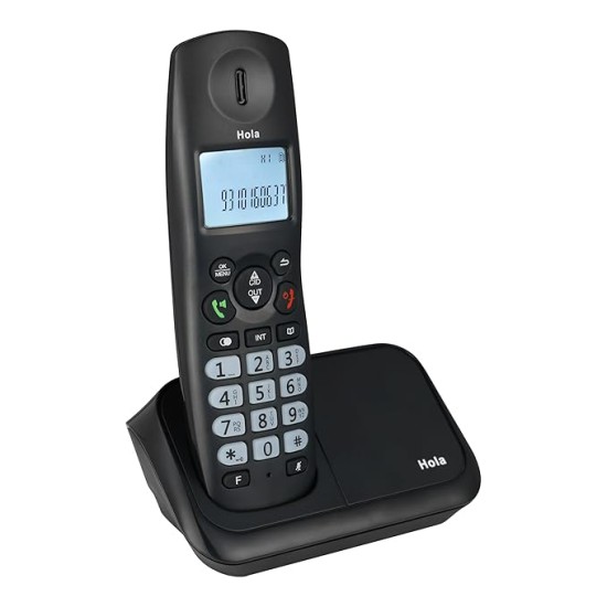 Hola ! Tc 700 Expandable 2.4Ghz Cordless Landline Phone with Caller ID Display, Stores 50 Contacts, Upto 8Hrs of Talk Time, Solid Build Quality, Alarm Function, Mute & Flash Function