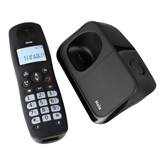 Hola ! Tc 700 Expandable 2.4Ghz Cordless Landline Phone with Caller ID Display, Stores 50 Contacts, Upto 8Hrs of Talk Time, Solid Build Quality, Alarm Function, Mute & Flash Function