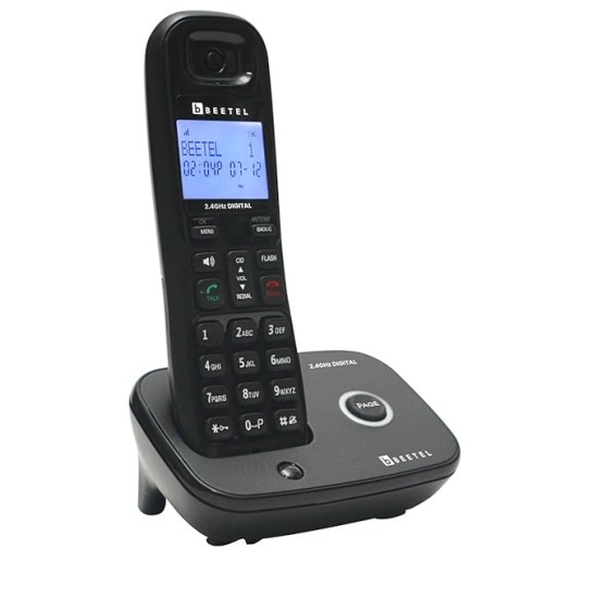 Beetel X92 2.4Ghz Cordless Landline Phone,Dual Mode DTMF/FSK,1 Line 7 Segment LCD Display & Blue LED Backlit,Illuminated Keypad,2 Way Speaker Phone,6