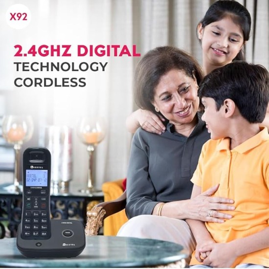 Beetel X92 2.4Ghz Cordless Landline Phone,Dual Mode DTMF/FSK,1 Line 7 Segment LCD Display & Blue LED Backlit,Illuminated Keypad,2 Way Speaker Phone,6
