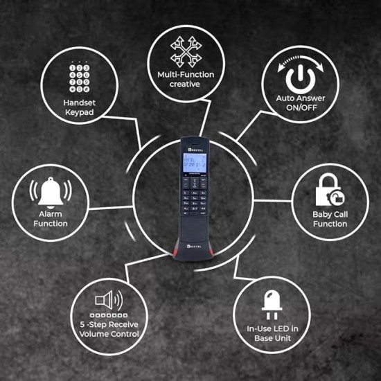 Beetel X95 Flagship Designer Expandable Cordless Landline Phone,Proudly Designed in India,2.4Ghz,Dual Tone,Blue-White LCD,2-Way Speaker Phone,Ringer & Volume Control,Auto Answer,Alarm(X95)(Black/Red) Beetel X95 Flagship Designer Expandable Cordless Landline Phone,Proudly Designed in India,2.4Ghz,Dual Tone,Blue-White LCD,2-Way Speaker Phone,Ringer & Volume Control,Auto Answer,Alarm(X95)(Black/Red)