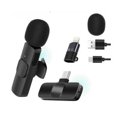 HUMBLE 2 in 1 Wireless Dynamic Lapel Collar Mic Voice Recording Filter Microphone with Receiver Compatible with Apple and All Type-C Mobile Phones for Live Shows, Interview & Vlog Short Video