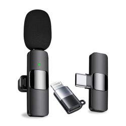 HUMBLE 2 in 1 Wireless Dynamic Lapel Collar Mic Voice Recording Filter Microphone with Receiver Compatible with Apple and All Type-C Mobile Phones for Live Shows, Interview & Vlog Short Video