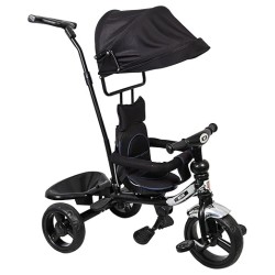 BeyBee| Beta Secure Baby Tricycle for Kids with Sun Canopy & Parents Handle and Also with a Storage Basket Back Side | Color Wheels for Boys and Girls for Age 1 to 5 yrs (Black)
