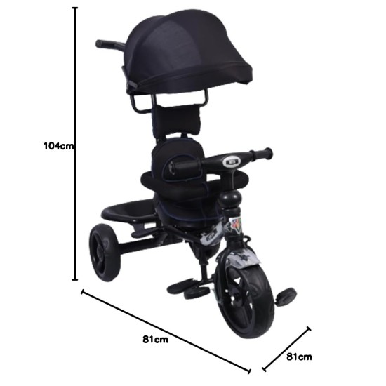 BeyBee| Beta Secure Baby Tricycle for Kids with Sun Canopy & Parents Handle and Also with a Storage Basket Back Side | Color Wheels for Boys and Girls for Age 1 to 5 yrs (Black) BeyBee| Beta Secure Baby Tricycle for Kids with Sun Canopy & Parents Handle and Also with a Storage Basket Back Side | Color Wheels for Boys and Girls for Age 1 to 5 yrs (Black)