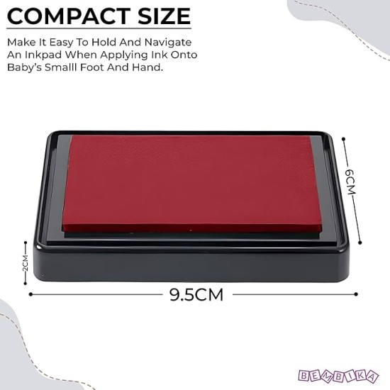 Bembika Baby Finger Print and Footprint Kit inkpad for Kids, Reusable Pad for Baby's Hand and Foot Impression Safe and Non Toxic Ink Pad for Baby Foot Prints and Handprints � (Red)