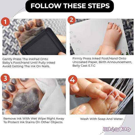 Bembika Baby Finger Print and Footprint Kit inkpad for Kids, Reusable Pad for Baby's Hand and Foot Impression Safe and Non Toxic Ink Pad for Baby Foot Prints and Handprints � (Red)