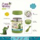 BEEBABY Steelios Double Vacuum Wall Insulated Food Jar Container with Spork (Spoon+Fork). Made of Food Grade Stainless Steel (SS304) for Toddlers, Babies. 100% BPA Free. 325 ML (Crocodile_Green)
